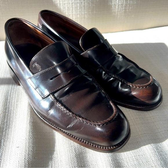 Tod's Penny Loafers Brown Leather Men's Size US 9M - Picture 1 of 14